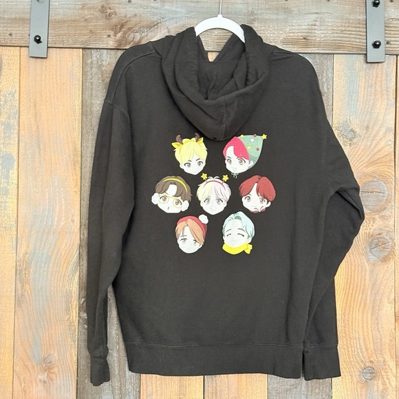 Bts Tops - BTS Hoodie BT21 Black Hooded Sweatshirt Size Large K-Pop